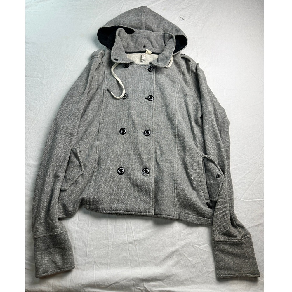 Element Eden Womens Gray Double Breasted Hooded Jacket Pea Coat Style Large
